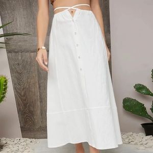 White lace up wrap skirt